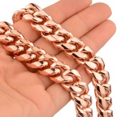 Rose Gold Cuban Link Chain For Men Women Iced Out Chain Miami Cuban Titanium Stainless Steel Necklace Bling Diamond Chains Hip Hop Jewelry 14mm