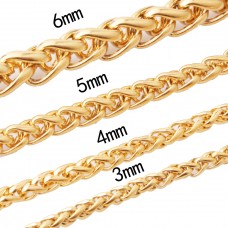 Gold Twist Chain Keel Chain Ball Bead Chain Necklace for Men Women, Titanium Stainless Steel Link Chain Necklace Men Jewelry