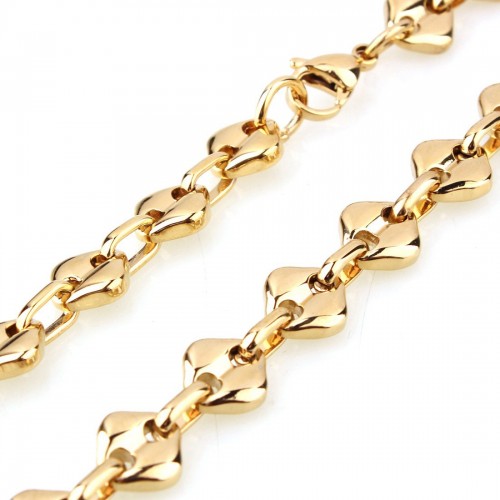 10mm Wide, 24 Inch Coffee Bean Titanium Chain Necklaces for Women Gold Plated Women's Trendy Layering Necklaces Chain Link Necklaces for Women