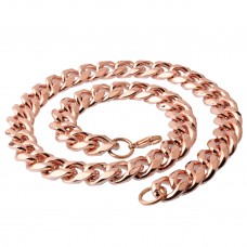 Titanium Stainless Steel Cuban Chain Necklace for Men, 18K Rose Gold Plated Miami Curb Chains,24" Length,15mm/17mm/19mm Wide