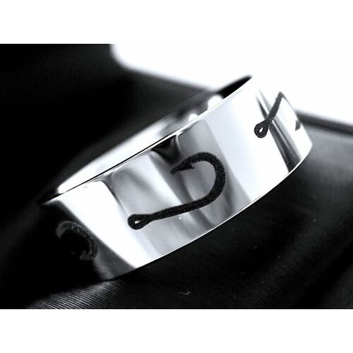 Black Silver Tungsten Wedding Bands With Black Silver Laser Etched Fisherman Fishing Hooks Pattern Rings For Men Women