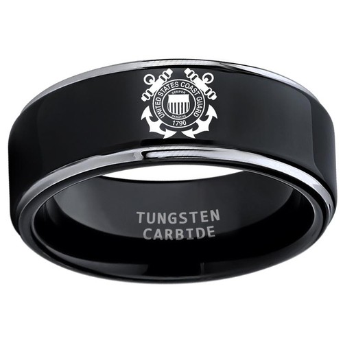 Men And Women Gold and Silver Tungsten Military  Coast Guard Rings With Laser Etched United States Army Logo Wedding Bands