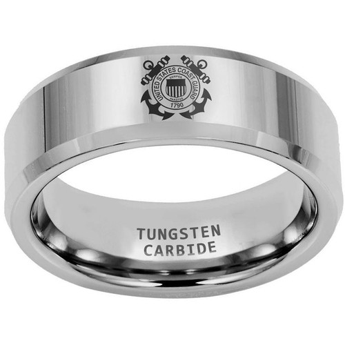 Men And Women Gold and Silver Tungsten Military  Coast Guard Rings With Laser Etched United States Army Logo Wedding Bands