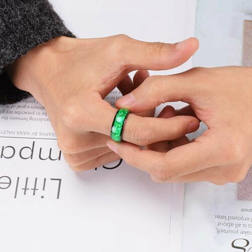 Tungsten Black Band with Bright Green Inlay Design Wedding Bands For Men Women