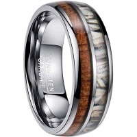 Tungsten carbide Matching Rings Mens Women Wood and Camo Inlay Couple Wedding Bands Carbon Fiber Comfort fit 