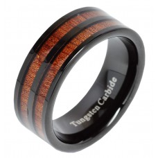 Mens Womens Tungsten Carbide Matching Ring Double Wood Inlay Black Plated Couple Wedding Bands Carbon Fiber