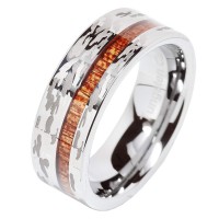 Mens Women Tungsten Carbide Rings Camo Army Hunting Wood Inlay Silver Carbon Fiber Couples Wedding Bands Comfort fits