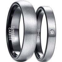 Mens Womens Duo Tone Black Matte Silver Engraved Tungsten Carbide Rings Brushed Finish Couple Wedding Bands