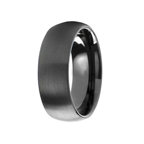 8MM Black Brushed Domed Tungsten Carbide Rings For Mens Womens Wedding Band Comfort Fit Carbon Fiber