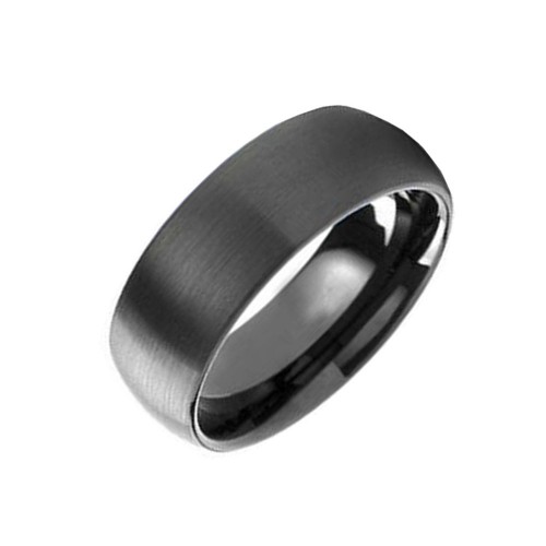 8MM Black Brushed Domed Tungsten Carbide Rings For Mens Womens Wedding Band Comfort Fit Carbon Fiber