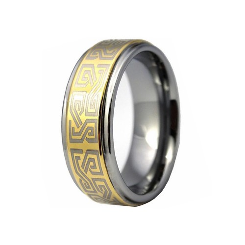 Gold Plated Tungsten Carbide Rings 8MM Celtic Knot Laser Couple Wedding Bands Engraved Carbon Fiber Unisex Rings Custom