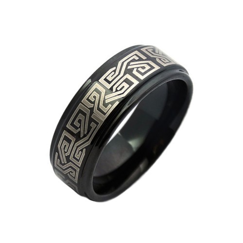 Black Tungsten Carbide Rings 8MM Celtic Knot Laser Engraved Mens Wedding Bands Carbon Fiber 