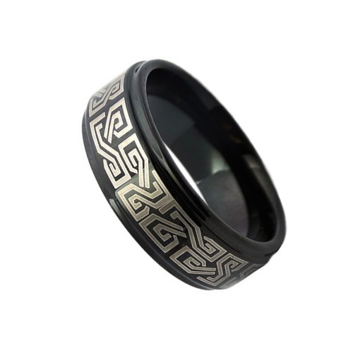 Black Tungsten Carbide Rings 8MM Celtic Knot Laser Engraved Mens Wedding Bands Carbon Fiber 