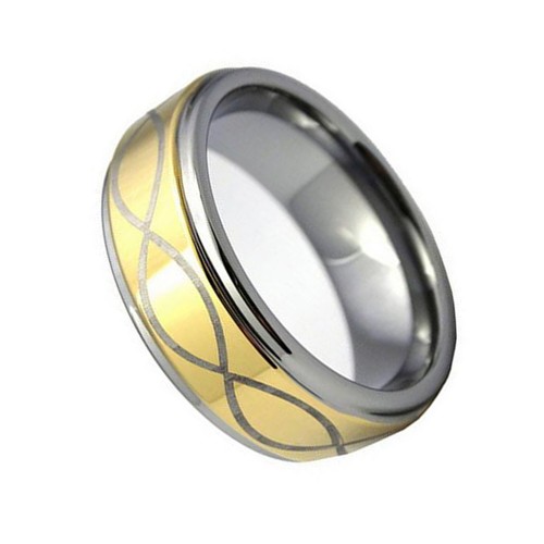8MM Gold Plated Laser Celtic Knot High Polished Tungsten Carbide Ring Couple Wedding Bands Unisex Carbon Fiber for Mens Womens