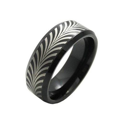 8MM Black Tungsten Carbide Rings for Mens Womens Polished Wheel Pattern Laser Carbon Fiber Couples Wedding Bands