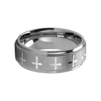 8MM Silver Couple Tungsten Carbide Rings Step Edge Laser Cross Matte Couple Wedding Bands Personalized Carbon Fiber