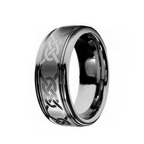 Couple Unisex Laser Celtic Knot 8mm SilverMens Womens Wedding Bands Carbon Fiber Tungsten Carbide Rings
