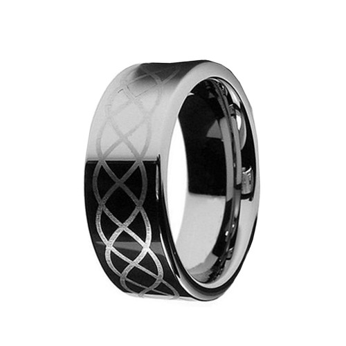 Mens Womens Silver Tungsten Carbide Rings High Polished Laser Celtic Knot 8MM Couple Wedding Bands Carbon Fiber Comfort fits