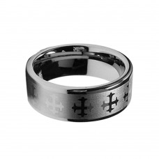 Mens Womens 8MM Matte Tungsten Carbide Rings Cross Laser Silver Wedding Bands Carbon Fiber Couple Unisex