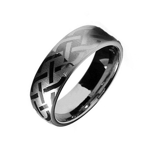 8MM Silver Matte Tungsten Carbide Rings Laser Celtic Knot Couple Wedding Bands Mens Womens Carbon Fiber Rings Personalized 