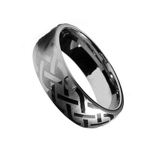 8MM Silver Matte Tungsten Carbide Rings Laser Celtic Knot Couple Wedding Bands Mens Womens Carbon Fiber Rings Personalized 