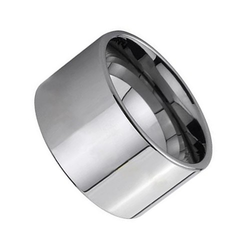 Mens Womens 14MM Silver Flat Tungsten Carbide Ring High Polished Finished Carbon Fiber Couple Wedding Bands