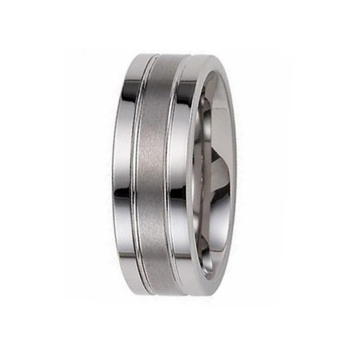 8MM Flat Center Brushed Grooves Tungsten Carbide Rings Mens Womens Silver Couples Wedding Bands Comfort fits