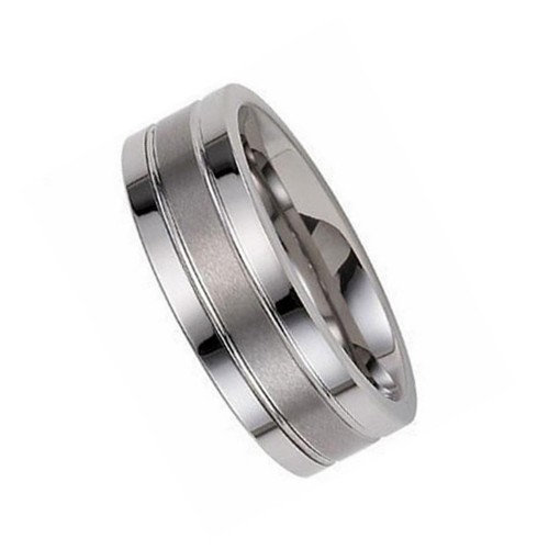 8MM Flat Center Brushed Grooves Tungsten Carbide Rings Mens Womens Silver Couples Wedding Bands Comfort fits