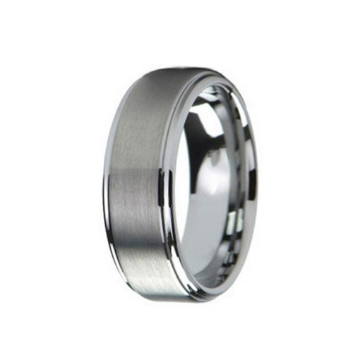 8MM Tungsten Carbide Rings Mens Wedding Bands Matte Brushed Polished Step Edge Engraved Carbon Fiber Rings