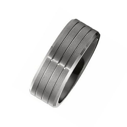 Mens Womens 8MM Matte Brushed Grooves Tungsten Carbide Rings Bevel Edge Wedding Bands Personalized Carbon Fiber
