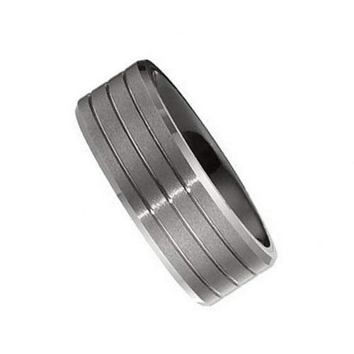 Mens Womens 8MM Matte Brushed Grooves Tungsten Carbide Rings Bevel Edge Wedding Bands Personalized Carbon Fiber