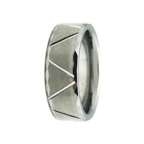 8MM Brushed Tungsten Carbide Rings Grooves Multi Faceted Bevel Edge For Mens Womens Wedding Bands Carbon Fiber