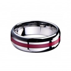 Mens Womens 8MM Silver Engraved Tungsten Carbide Rings Center Thin Red Line High Polished Couple Wedding Band Carbon Fiber