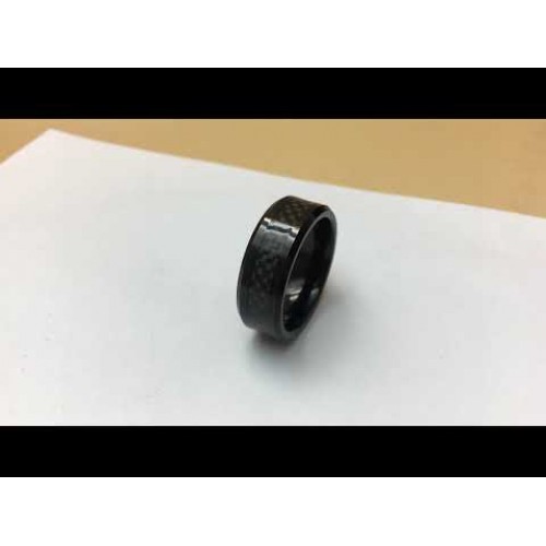 8MM Engraved Custom Tungsten Carbide Men Ring Black Carbon Fiber Inlay Polished With Beveled Edge Wedding Bands