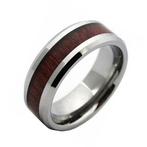 Wood Grain Inlaid Tungsten carbide Matching Rings 8MM Width Polished Finished For Mens Womens Wedding Bands Carbon Fiber