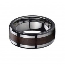 Mens Womens 8MM Wood Inlay Flat Tungsten Carbide Rings Polished Finish Couple Wedding Bands Carbon Fiber