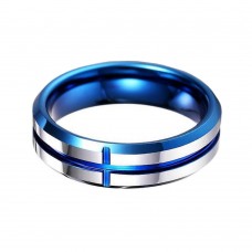 Mens Womens 6MM Blue Center Groove Polished Finished Comfort Fit Tungsten carbide Ring Couple Wedding Bands Carbon Fiber