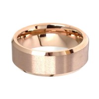 Mens Womens Rose Gold Brushed Bevel Edge Tungsten carbide Matching Rings Couple Wedding Bands Carbon Fiber Comfort fit