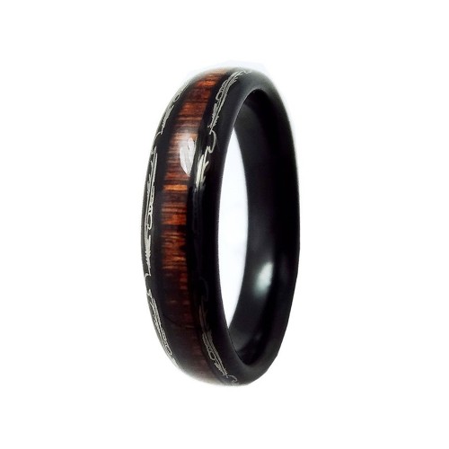 5MM Mens Womens Laser Polished Carbon Fiber Red Wood Inlay Tungsten carbide Rings Couple Wedding Bands