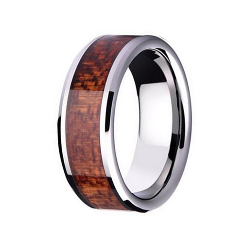 Mens Womens Flat Tungsten Carbide Rings Wood Inlay 8MM High Polished Carbon Fiber edding Bands Comfort fits