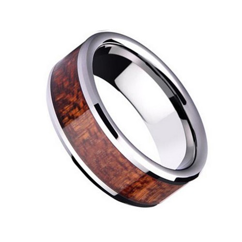 Mens Womens Flat Tungsten Carbide Rings Wood Inlay 8MM High Polished Carbon Fiber edding Bands Comfort fits