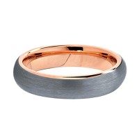 Mens Womens 5MM Domed Tungsten Rings Classic Brushed Matte Surface Polished Finished Rose Gold Innerface Carbon Fiber