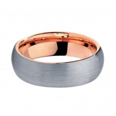 7MM Brushed Tungsten Carbide Ring Innerface Polished Rose Gold Mens Womens Carbon Fiber Couple Wedding Bands