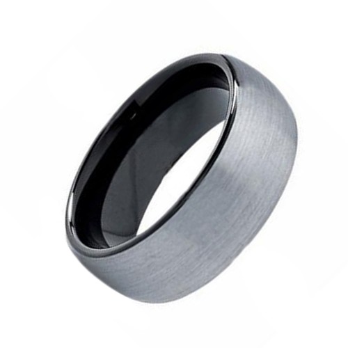Black Domed Tungsten Carbide Rings 8MM Width Two Tones High Polished Mens Womens Wedding Bands Carbon Fiber