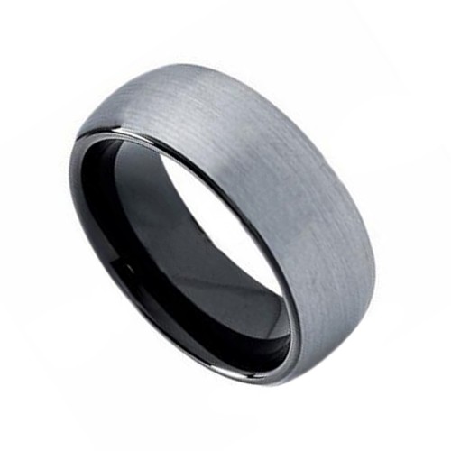 Black Domed Tungsten Carbide Rings 8MM Width Two Tones High Polished Mens Womens Wedding Bands Carbon Fiber