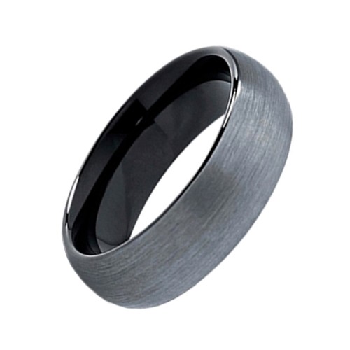 Mens Womens Matte Brushed Black Domed Tungsten carbide Matching Rings Polished Finished For Couple Wedding Bands