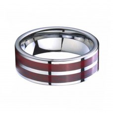  Tungsten carbide Matching Rings Red Wood Inlay 8MM High Polished Mens Womens Wedding Bands Carbon Fiber Comfort fit