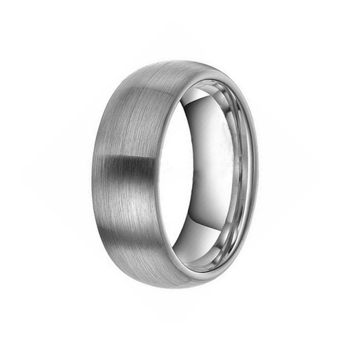 Silver Matte Brushed Tungsten Carbide Rings Domed Couple Wedding Bands Mens Womens Carbon Fiber Comfort Fit