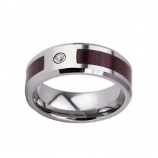 8MM Tungsten Carbide Rings Zircon With Red Wood Inlay For Mens Womens Wedding Bands Carbon Fiber Comfort fit