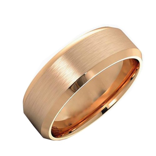 Rose Gold Tungsten Carbide Couple Rings Matte Finish Polished Bevel Edge Mens Womens Wedding Bands